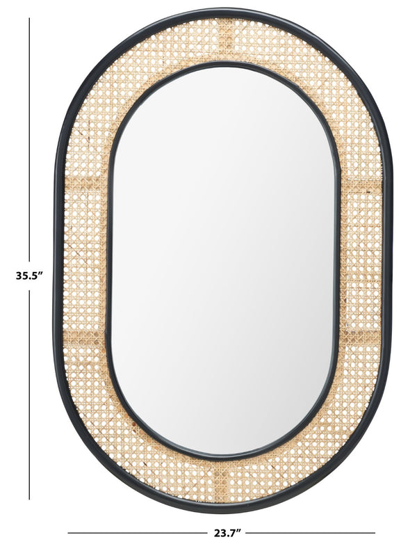 Safavieh CAYCE, 24-Inch Black/Natural Wood Mirror – Stylish, Versatile Decor for Any Room’s Focal Point MRR2020A