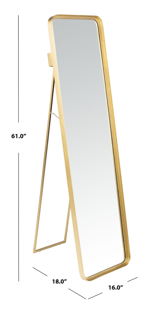 Safavieh LERNA, 15.8" Brushed Brass Full-Length Mirror – Elegant Accent for Any Room, Durable & Stylish Design MRR3003A