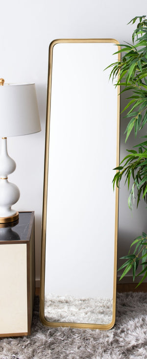 Safavieh LERNA, 15.8" Brushed Brass Full-Length Mirror – Elegant Accent for Any Room, Durable & Stylish Design MRR3003A