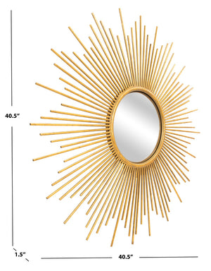 Safavieh VILA, 40.5" Gold Foil Sunburst Wall Mirror - Sculptural Design for Brightening Any Room Elegantly MRR3009A