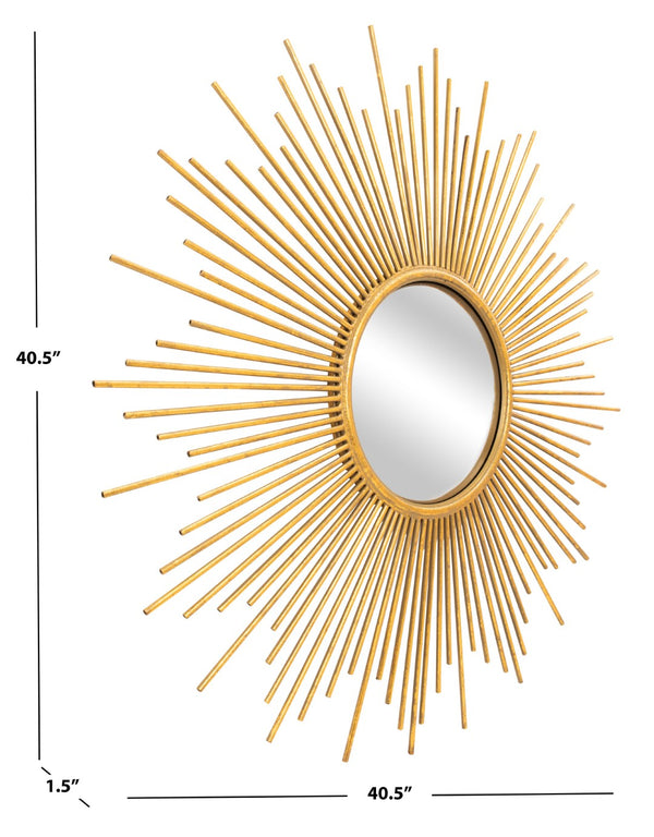 Safavieh VILA, 40.5" Gold Foil Sunburst Wall Mirror - Sculptural Design for Brightening Any Room Elegantly MRR3009A