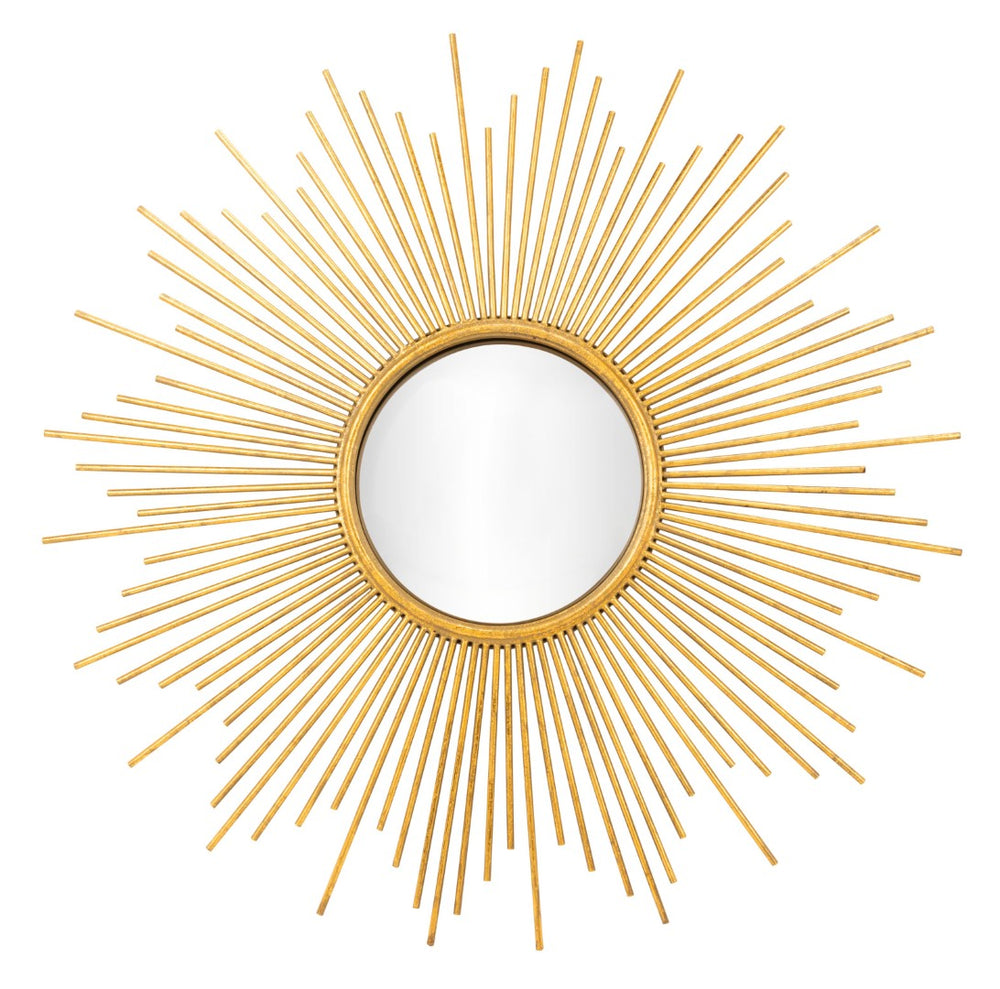 Safavieh VILA, 40.5" Gold Foil Sunburst Wall Mirror - Sculptural Design for Brightening Any Room Elegantly MRR3009A