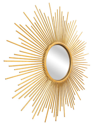 Safavieh VILA, 40.5" Gold Foil Sunburst Wall Mirror - Sculptural Design for Brightening Any Room Elegantly MRR3009A