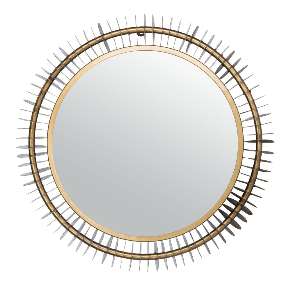 Safavieh STORM 30 Inch Round Antique Brass Mirror - Vintage Elegance for Home Décor, Entryway & Living Rooms MRR3011A