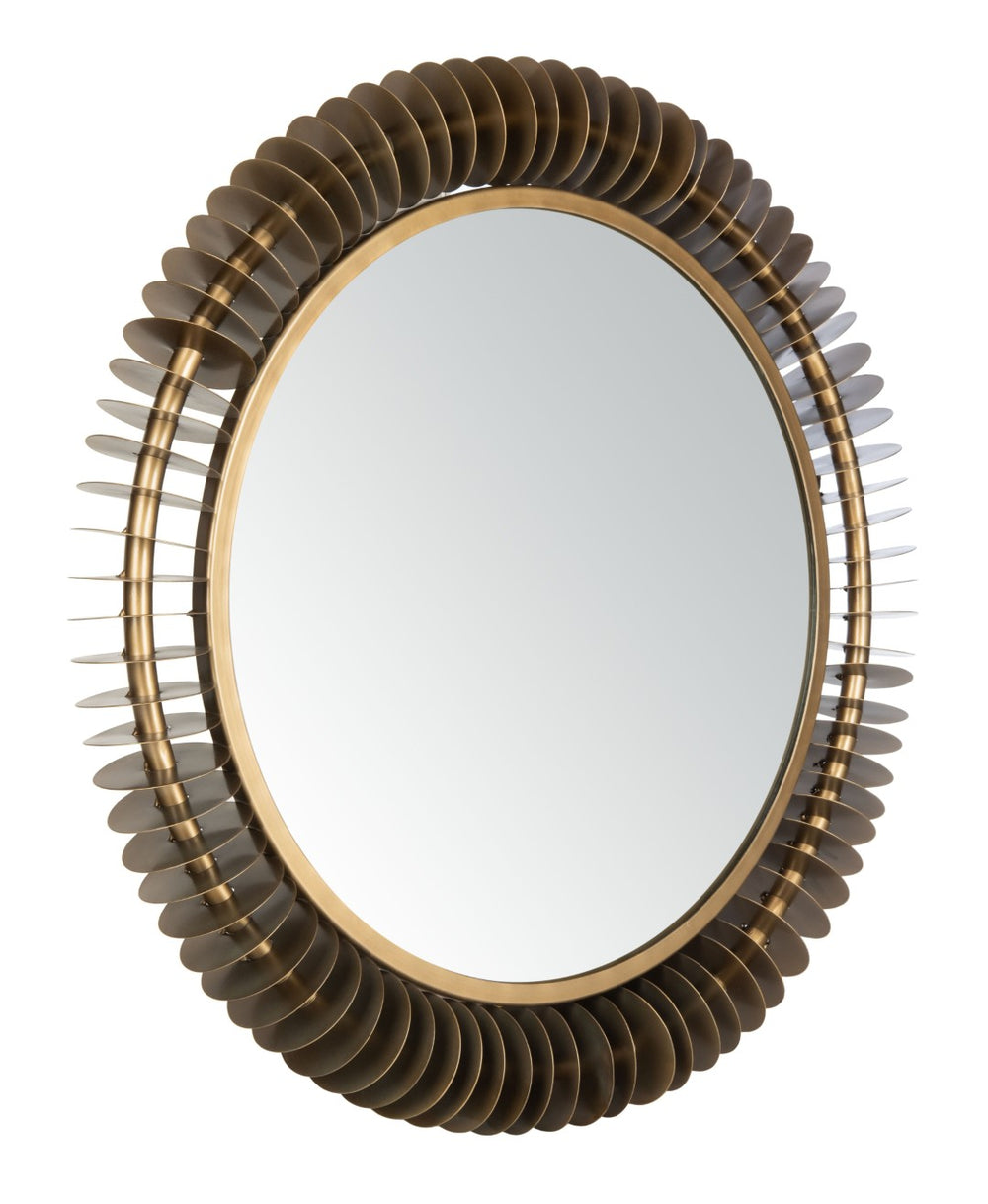 Safavieh STORM 30 Inch Round Antique Brass Mirror - Vintage Elegance for Home Décor, Entryway & Living Rooms MRR3011A