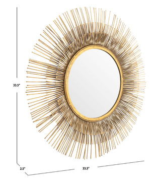 Safavieh WESLON Elegant Round Mirror, 33.5" Gold Foil Frame, Modern Metal & Glass Accent for Home Décor MRR3012A