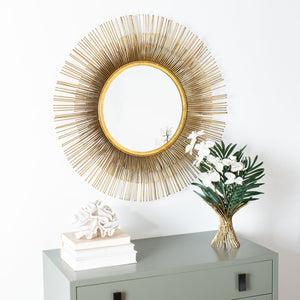 Safavieh WESLON Elegant Round Mirror, 33.5" Gold Foil Frame, Modern Metal & Glass Accent for Home Décor MRR3012A