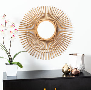 Safavieh MARLIT, 24" Gold Sunburst Mirror - Elegant Iron and Glass Design for Timeless Home Accents and Style MRR3020A
