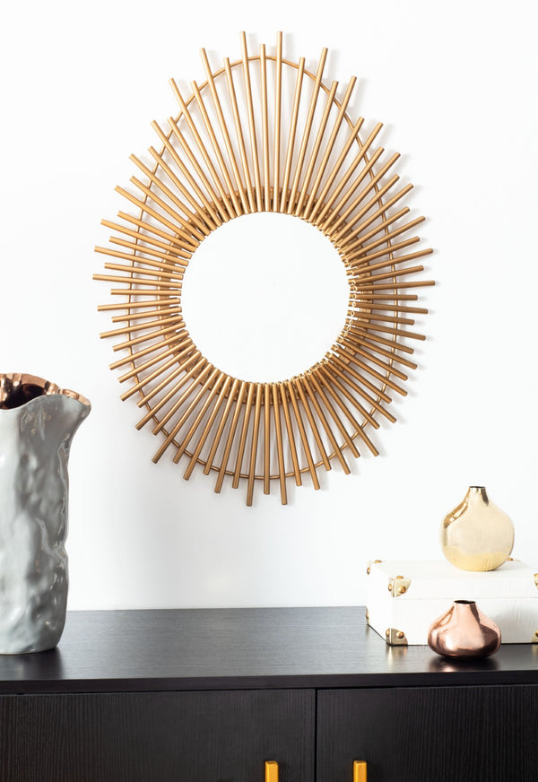 Safavieh HARSON, 18-Inch Gold Mirror - Elegant Iron & Glass Design for Modern & Classic Home Décor Spaces MRR3021A