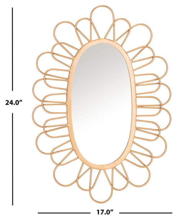 Safavieh RIME, 17-Inch Gold Mirror with Iron Frame, Elegant Design for Entryways, Living Rooms & More MRR3022A