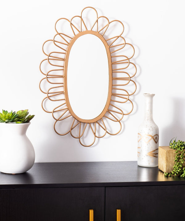 Safavieh RIME, 17-Inch Gold Mirror with Iron Frame, Elegant Design for Entryways, Living Rooms & More MRR3022A