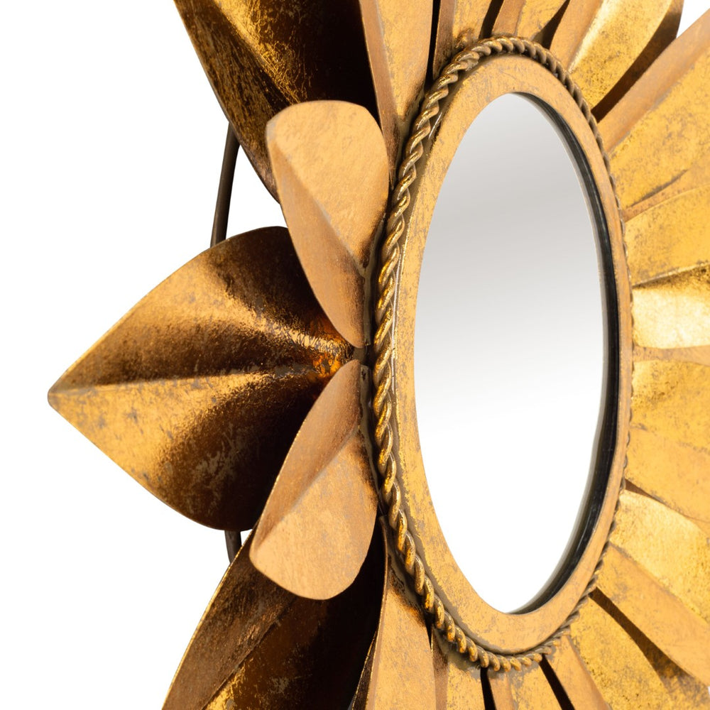 Safavieh LARCEN 24" Petal Mirror - Gold Foil Finish, Elegant Iron Frame, Modern Decor for Any Room MRR3023A