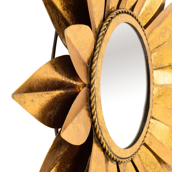 Safavieh LARCEN 24" Petal Mirror - Gold Foil Finish, Elegant Iron Frame, Modern Decor for Any Room MRR3023A