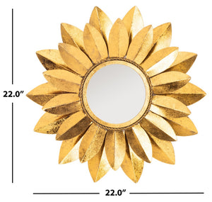 Safavieh LARCEN 24" Petal Mirror - Gold Foil Finish, Elegant Iron Frame, Modern Decor for Any Room MRR3023A
