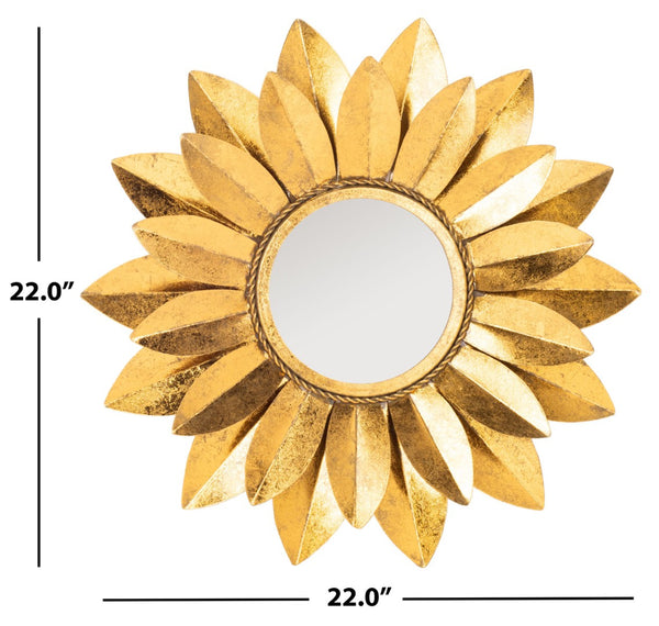 Safavieh LARCEN 24" Petal Mirror - Gold Foil Finish, Elegant Iron Frame, Modern Decor for Any Room MRR3023A