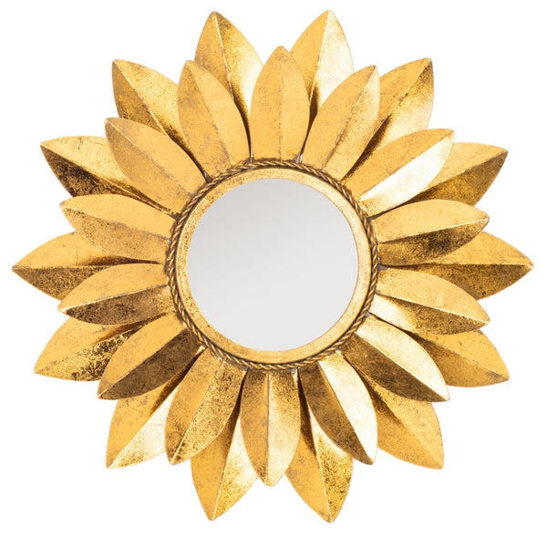 Safavieh LARCEN 24" Petal Mirror - Gold Foil Finish, Elegant Iron Frame, Modern Decor for Any Room MRR3023A