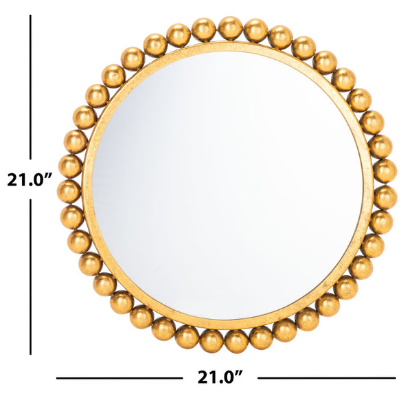 Safavieh GENNA, 21-Inch Round Mirror with Gold Foil Finish, Durable Iron Frame, Perfect for Any Decor Style MRR3030A