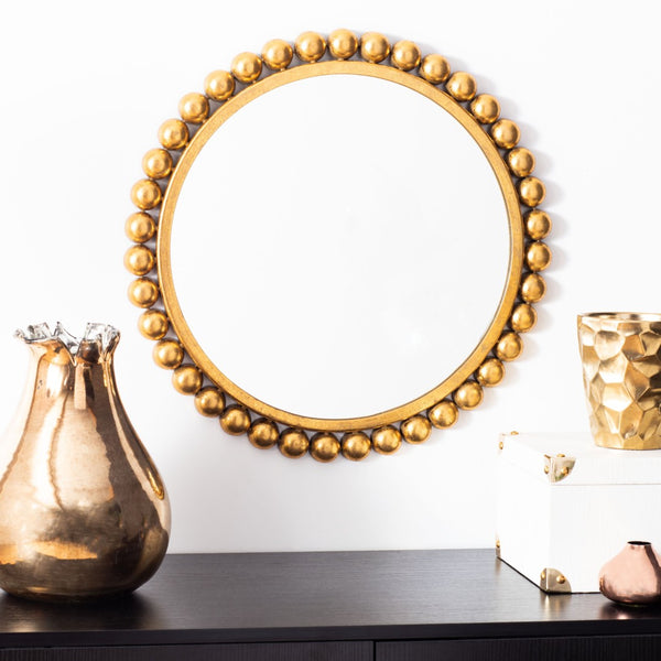 Safavieh GENNA, 21-Inch Round Mirror with Gold Foil Finish, Durable Iron Frame, Perfect for Any Decor Style MRR3030A