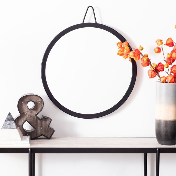Safavieh DARSEY,20 Inch Matte Black Mirror - Sleek Iron & Glass Design for Contemporary Home Decor & Style MRR3032A