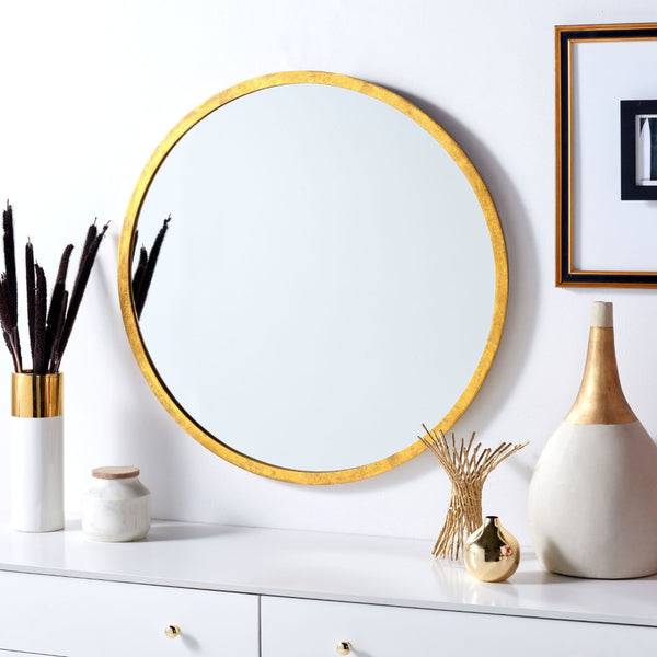 Safavieh ADRIC, 30-Inch Gold Iron and Glass Mirror – Modern Minimalist Décor for Entryways and Living Spaces MRR3033A