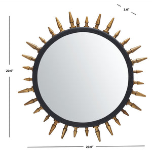 Safavieh CEINTH Elegant 20-Inch Black and Gold Iron/Glass Mirror - Stylish Decorative Accent for Any Room MRR3036A