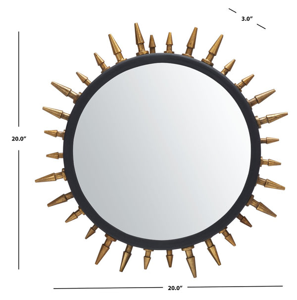 Safavieh CEINTH Elegant 20-Inch Black and Gold Iron/Glass Mirror - Stylish Decorative Accent for Any Room MRR3036A