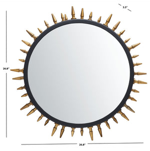 Safavieh CEINTH Medium Mirror, 26.8" Black & Gold Iron/Glass - Stylish Spike Design for Modern Interiors MRR3037A