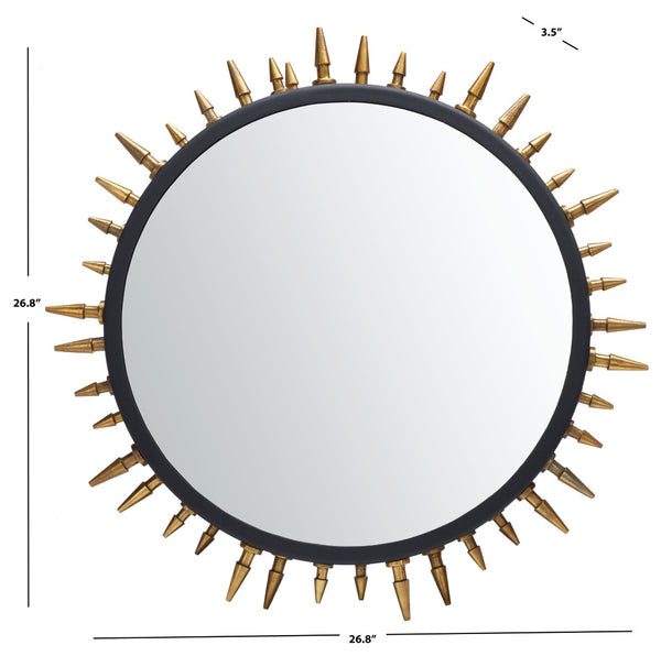 Safavieh CEINTH Medium Mirror, 26.8" Black & Gold Iron/Glass - Stylish Spike Design for Modern Interiors MRR3037A