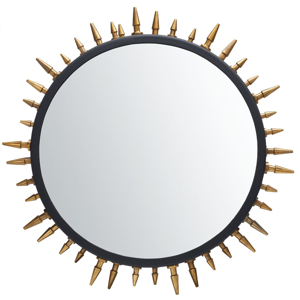 Safavieh CEINTH Medium Mirror, 26.8" Black & Gold Iron/Glass - Stylish Spike Design for Modern Interiors MRR3037A