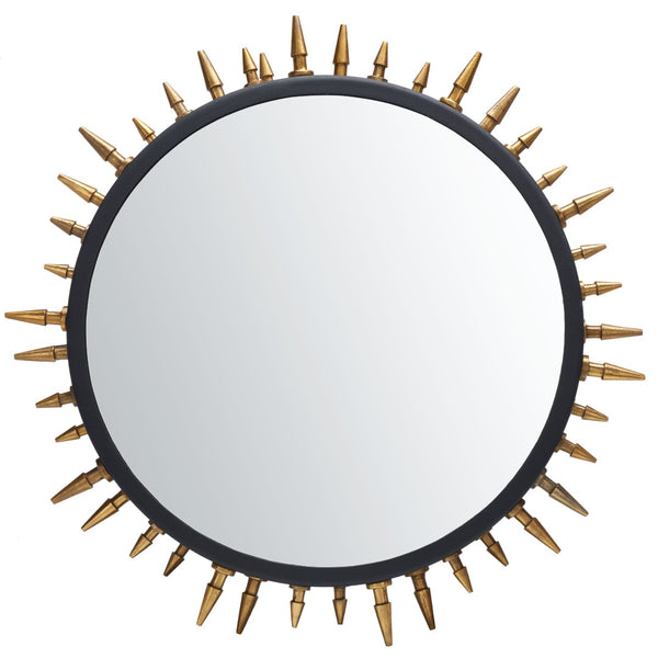 Safavieh CEINTH Medium Mirror, 26.8" Black & Gold Iron/Glass - Stylish Spike Design for Modern Interiors MRR3037A