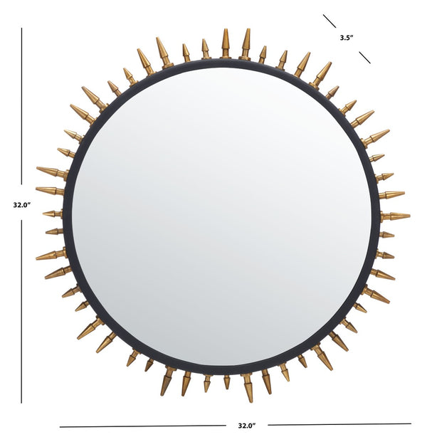Safavieh CEINTH Large 32-Inch Black/Gold Iron and Glass Mirror - Modern Accent for Any Room Decor! MRR3038A