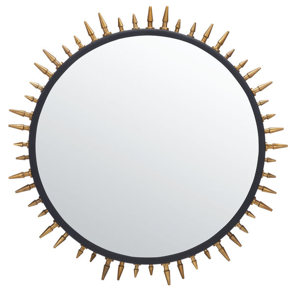 Safavieh CEINTH Large 32-Inch Black/Gold Iron and Glass Mirror - Modern Accent for Any Room Decor! MRR3038A