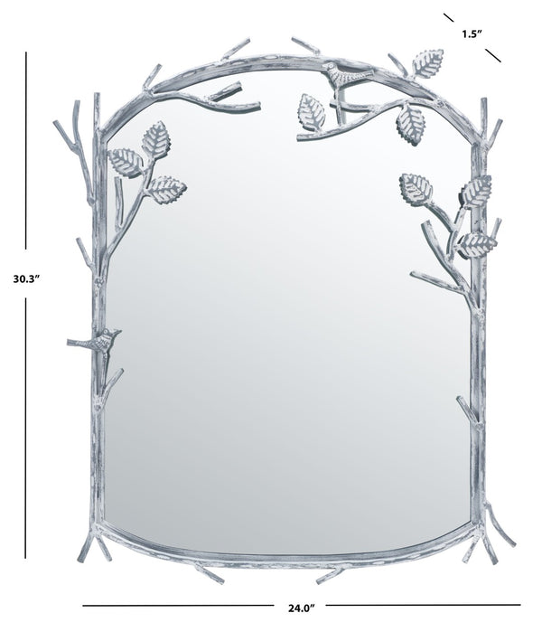 Safavieh FAYTH, 24-Inch Silver Iron Frame Mirror - Elegant Glass Design for Brightening Any Space Effortlessly MRR3042A