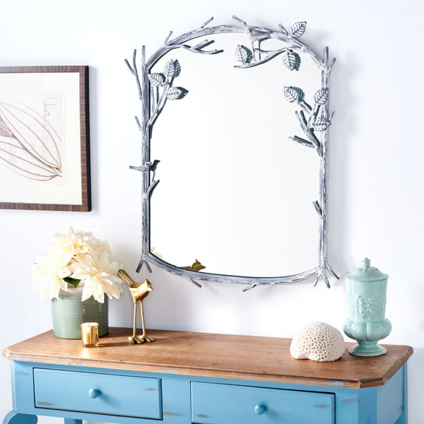 Safavieh FAYTH, 24-Inch Silver Iron Frame Mirror - Elegant Glass Design for Brightening Any Space Effortlessly MRR3042A