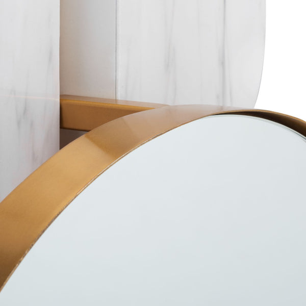 Safavieh LAVELLE, 35-Inch Sculptural Iron and Glass Mirror for Elegant Home Décor and Modern Style White / Gold MRR3048A