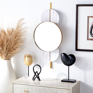 Safavieh LAVELLE, 35-Inch Sculptural Iron and Glass Mirror for Elegant Home Décor and Modern Style White / Gold MRR3048A
