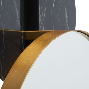 Safavieh LAVELLE, 35-Inch Sculptural Iron and Glass Mirror for Elegant Home Décor and Modern Style Black / Gold MRR3048B