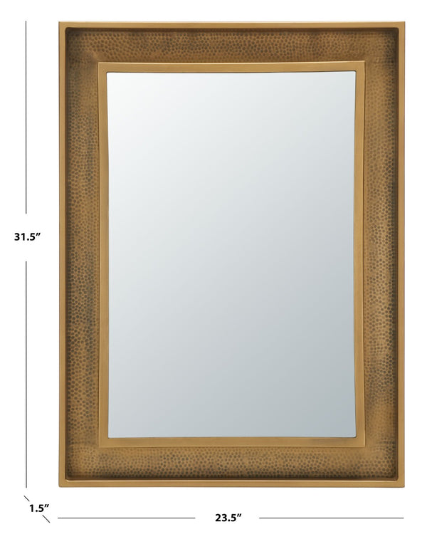 Safavieh LAVANYA, 23.5" Antique Brass Mirror - Elegant Iron & Glass Design for Timeless Home Décor Accent MRR3049A