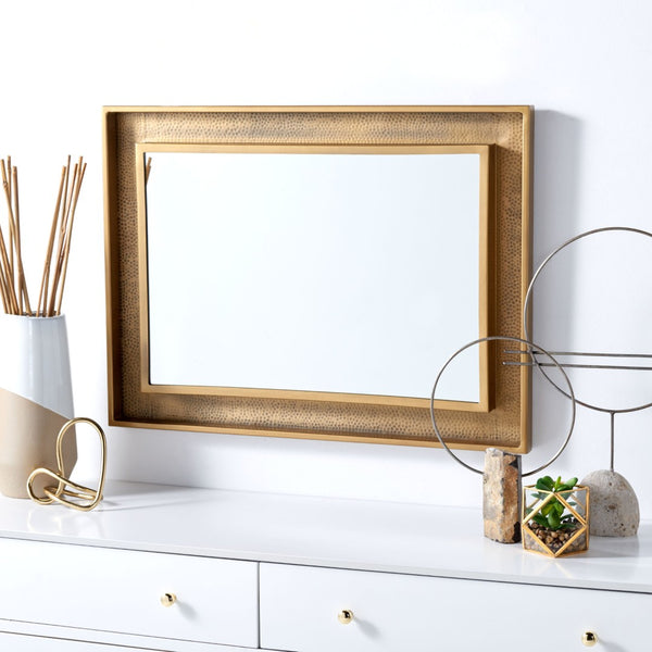 Safavieh LAVANYA, 23.5" Antique Brass Mirror - Elegant Iron & Glass Design for Timeless Home Décor Accent MRR3049A