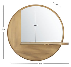 Safavieh MAILEEN, 24-Inch Antique Brass Iron/Glass Mirror - Timeless Elegance for Any Space, Durable Design MRR3050A
