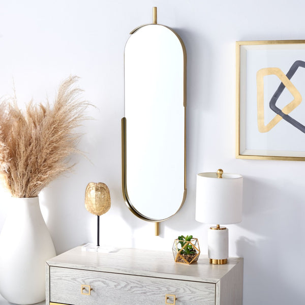 Safavieh NICOLI, 12-Inch Brass Mirror - Stylish Iron Frame & Glass, Perfect for Modern Home Decor & Spaces MRR3051A
