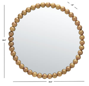 Safavieh PACE, 30-Inch Round Brass & Iron Mirror - Modern Glass Design for Living Room, Bedroom & Entryway MRR3054A
