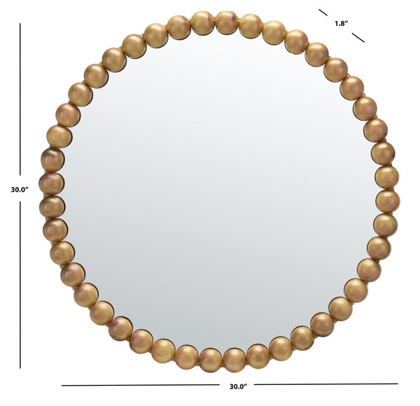 Safavieh PACE, 30-Inch Round Brass & Iron Mirror - Modern Glass Design for Living Room, Bedroom & Entryway MRR3054A