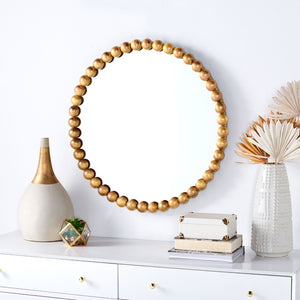 Safavieh PACE, 30-Inch Round Brass & Iron Mirror - Modern Glass Design for Living Room, Bedroom & Entryway MRR3054A