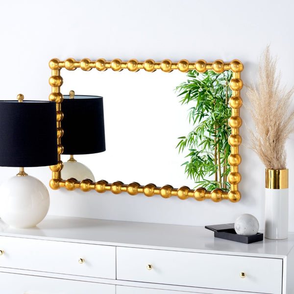 Safavieh RYNNE, 25-Inch Gold Foil Round Mirror – Elegant Iron Frame, Versatile Decor for Any Room Style MRR3055A