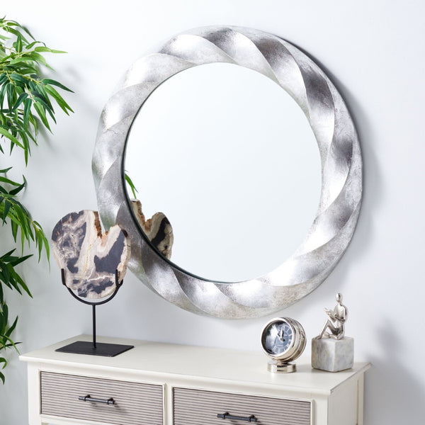 Safavieh WINTERROSE, WINTERROSE 33-Inch Silver Iron & Glass Mirror - Modern Minimalist Design for Any Room Decor Upgrade MRR3059A