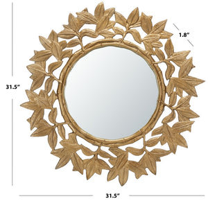 Safavieh NIVARIA, 31.5 Inch Antique Brass Mirror – Elegant Iron & Glass Design for Timeless Home Décor MRR3062A