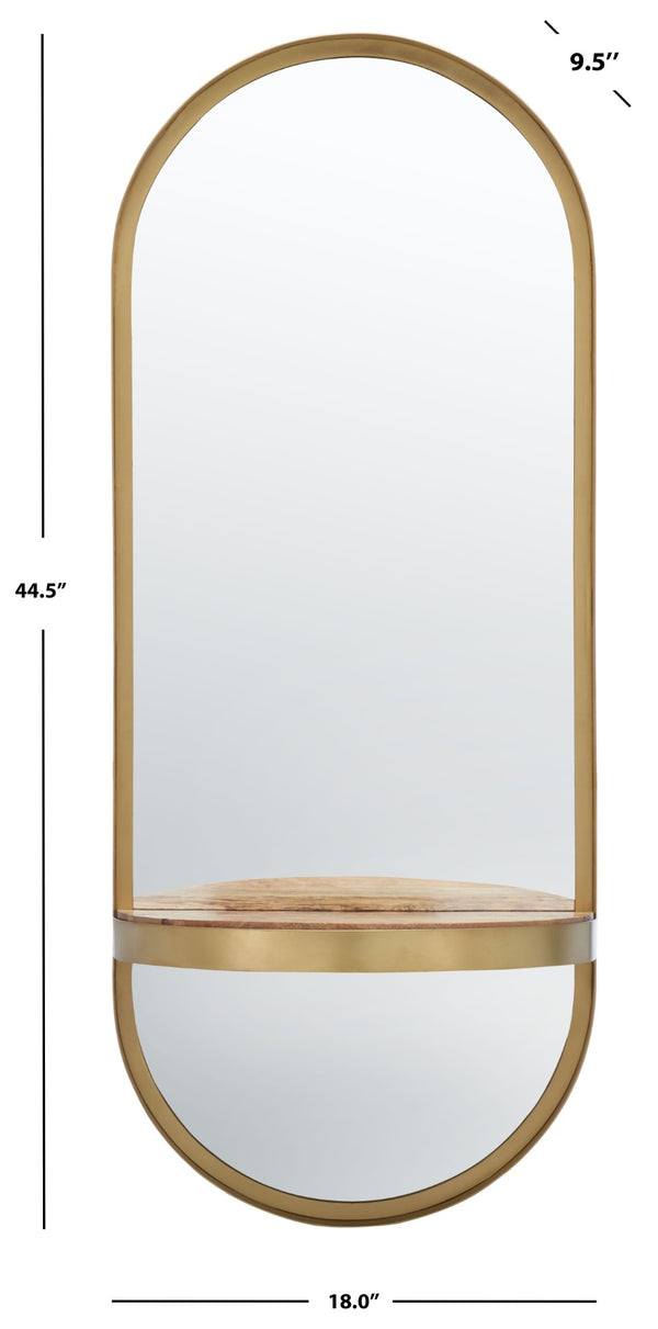 Safavieh LAYCIE, Elegant 18-Inch Brass and Iron Glass Mirror - Timeless Style for Any Room Decor! MRR3064A
