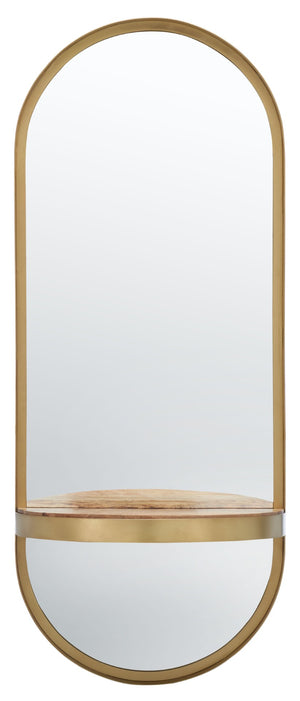 Safavieh LAYCIE, Elegant 18-Inch Brass and Iron Glass Mirror - Timeless Style for Any Room Decor! MRR3064A