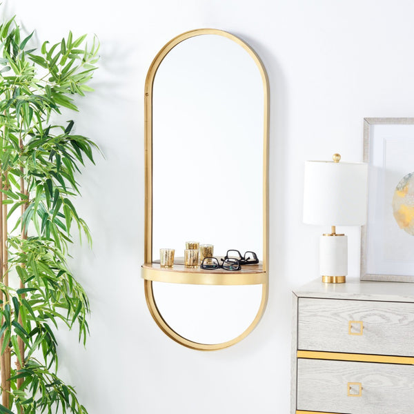 Safavieh LAYCIE, Elegant 18-Inch Brass and Iron Glass Mirror - Timeless Style for Any Room Decor! MRR3064A